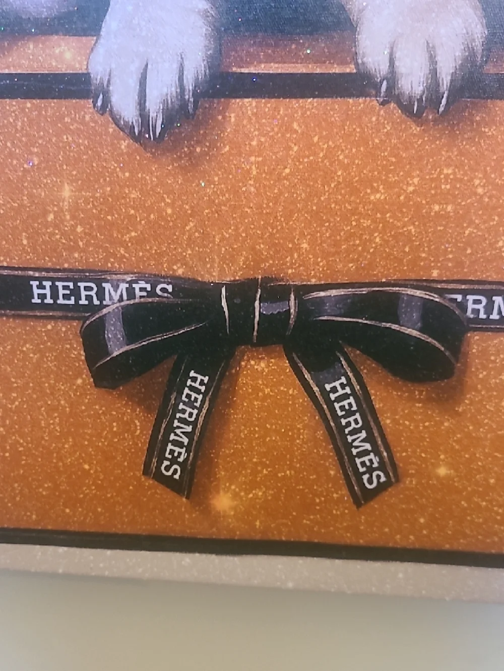 Hermes Orange Gift Box with Two French Bulldog Puppies